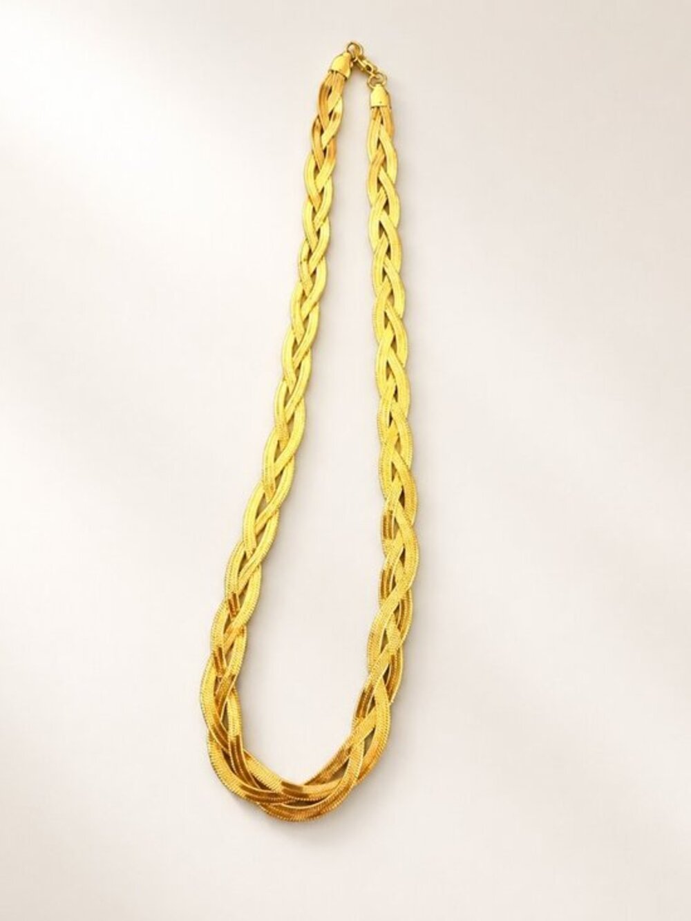 Gold Plated Braided Chain Necklace Stainless Steel Multi-Strand NWT